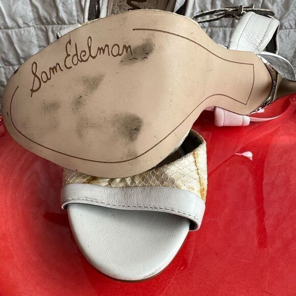 SAM Edelman Women's gladiator Ayda Ankle Strap High silver spike Heels sz 6.5 - Picture 5 of 7